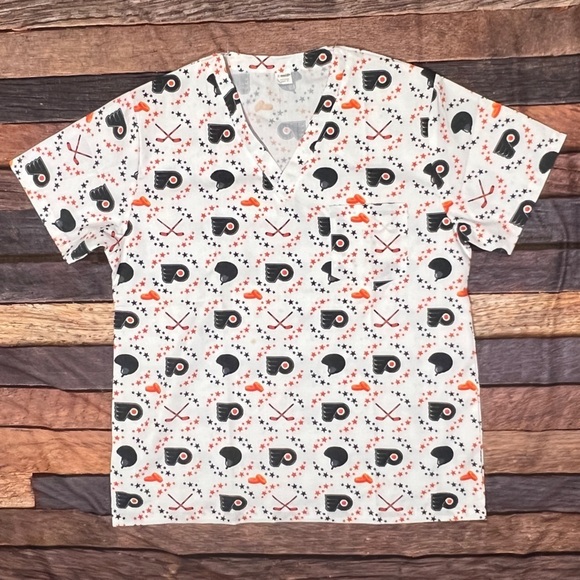 Philadelphia Flyers NHL Hockey Nurse Scrubs Womens Sports Shirt - Picture 1 of 4